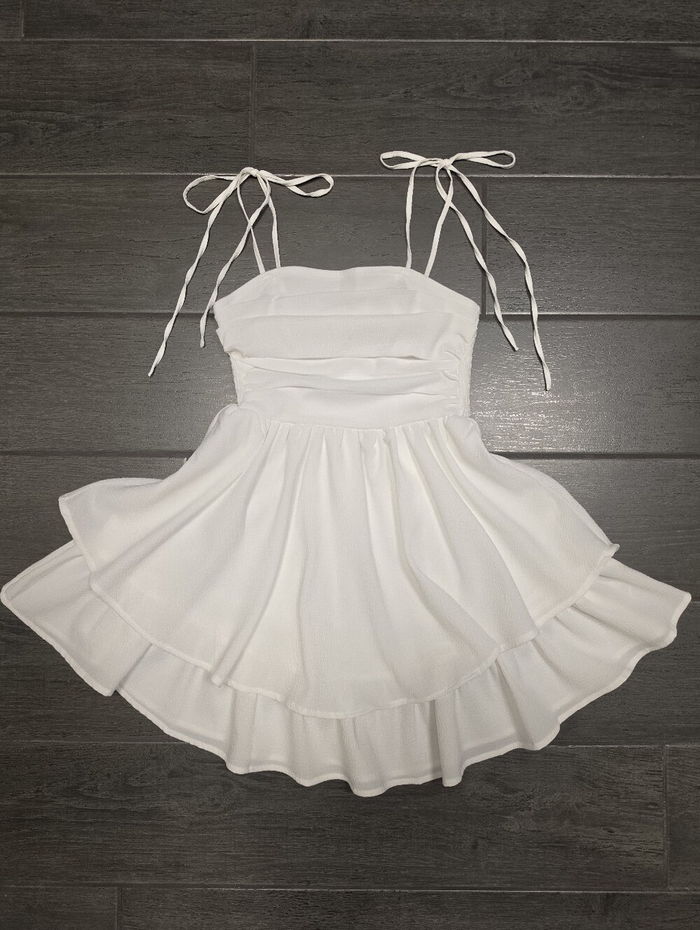 SHEIN White Tiered Ruffle Mini Dress | Adjustable Tie Straps | Flowy Summer